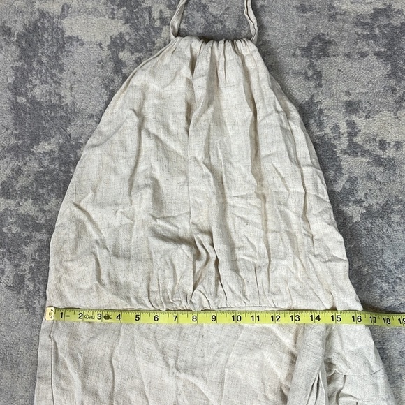 Bardot Dress Goddess Halter Linen Blend Backless in Stone Cream Sz US 12 XL - Picture 5 of 12